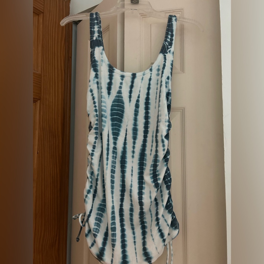 Blue and White Tie-Dye Women's Top